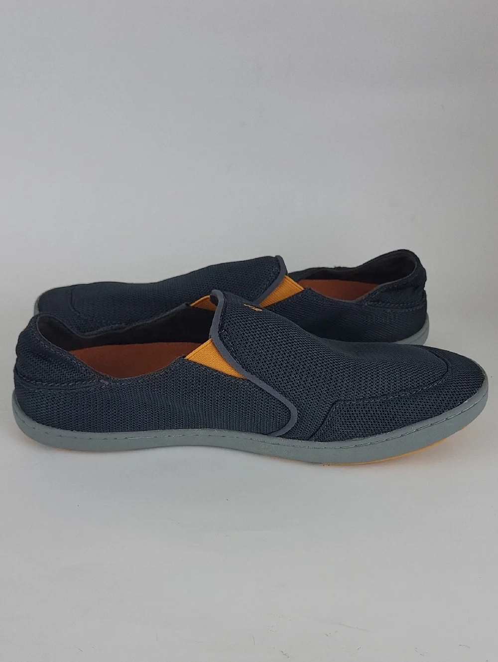 Olukai Nohea Mesh Shoes Men's 10.5 Gray Slip On Moc Boat Loafers Sneakers